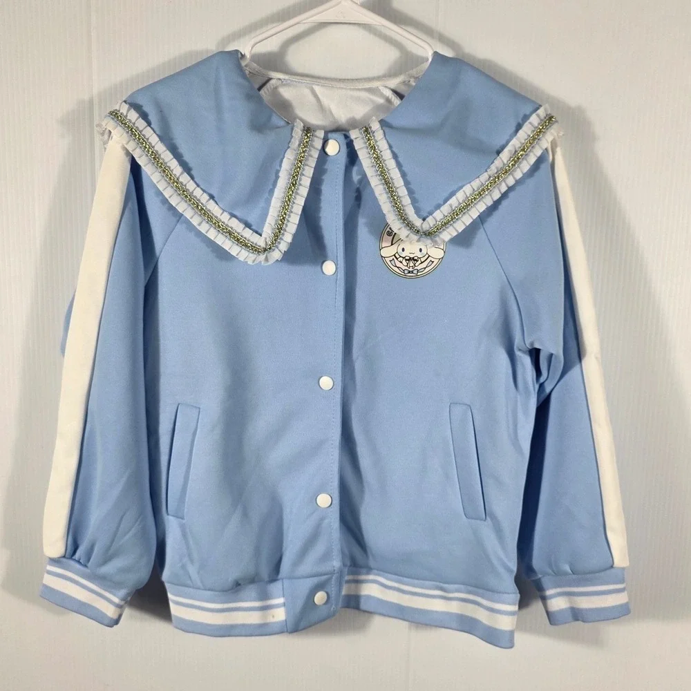 Kids Blue Sanrio Cinnamoroll Bomber Jacket Sailor Collar Lond Sleeves an a Bag - Picture 2 of 13